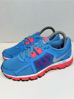 Nike Dual Fusion ST2 Women’s Running Size 6.5M Blue/Citrus/Silver Very Nice!